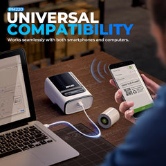 Nelko PM220 Bluetooth Thermal Label Printer, 2 Inch Portable Label Maker Machine for Ios & Android Phone, Sticker Printer for Clothing, Retail, Address, Barcode, Home, with 1 Roll 40X30Mm（White）