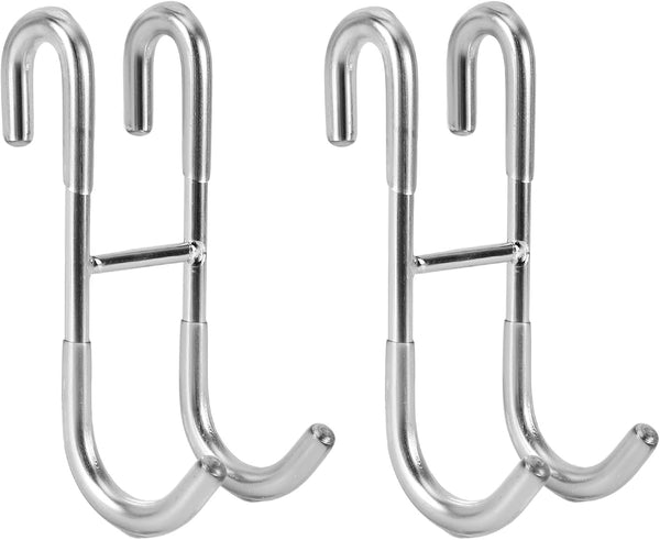 Simtive Shower Door Hooks (3-Pack), over Door Hooks for Bathroom Frameless Glass Shower Door, Towel Hooks, Shower Squeegee Hooks, Silver