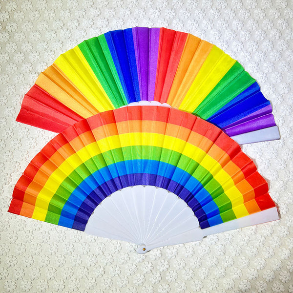 Rainbow Folding Fan, Plastic Fan, Bone Dance Fan, Photography Prop, Craft Gift Fan, Fabric Fan