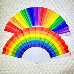 Rainbow Folding Fan, Plastic Fan, Bone Dance Fan, Photography Prop, Craft Gift Fan, Fabric Fan