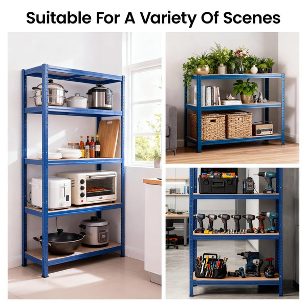 5 Tier Metal Shelving Unit, Heavy Duty Garage Shelving Units, Racking Shelving for Warehouse Workshop Office 148*75*30cm