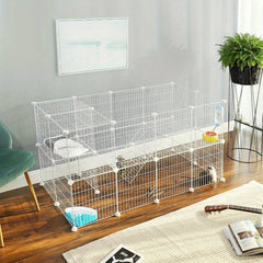 Two-Story Metal Pet Playpen with 36 Grid Panels, Cage for Small Animals Like Guinea Pigs, Hamsters, And Rabbits, Includes a Mallet, Suitable for Indoor Use, Dimensions 143 X 73 X 71 Cm