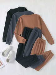 3pcs Women's Sportswear Set, Long Sleeve and Long Pants, Made of Fabric