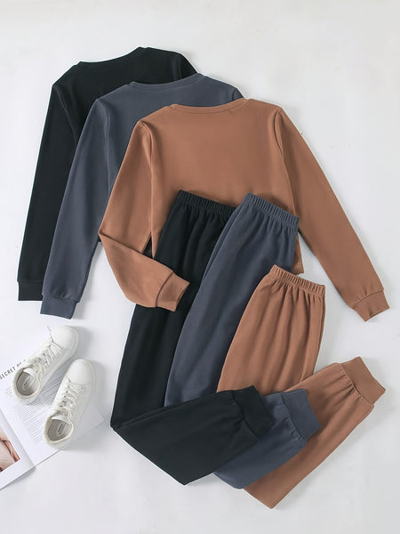 3pcs Women's Sportswear Set, Long Sleeve and Long Pants, Made of Fabric