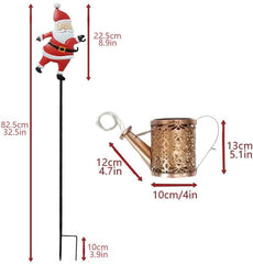 Solar Santa Claus Watering Can Lights, Santa Kettle Ground Lamp Solar LED Night Light, Hanging Metal Santas Claus Watering Can for Patio Lawn Xmas Decor, Courtyard, Pond, Walkway