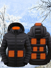Women's Heated Jacket, Long Sleeved Clothing, USB Electric Heated Jacket with 3 Levels, and 9 Zones, Suitable for Outdoor Camping, Hiking, and Skiing. Warm Clothing (excluding Battery Pack)
