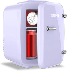 YASHE Mini Fridge, 4 Liter/6 Cans Small Fridgerator for Bedroom, AC/DC Thermoelectric Cooler and Warmer for Skincare Drink Office Dorm Car, Pink
