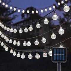 1pc 16.33/22.9/39.3ft (4.98/6.98/11.98m) 20/50/100 LED Bubble Globe Fairy Lights, Outdoor Solar String Lights, Ipx4, 1.7cm Ball, Button Control, for Summer Garden Patio Yard Trees Wedding Birthday Party
