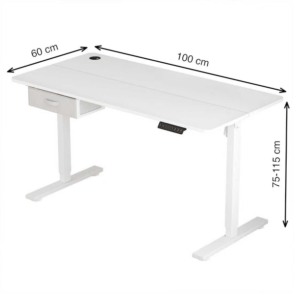 Electric Standing Desk, Sit Stand Table, Height Adjustable Electric Standing Computer Desk with USB Charging Port and Desk Drawer for Home Office
