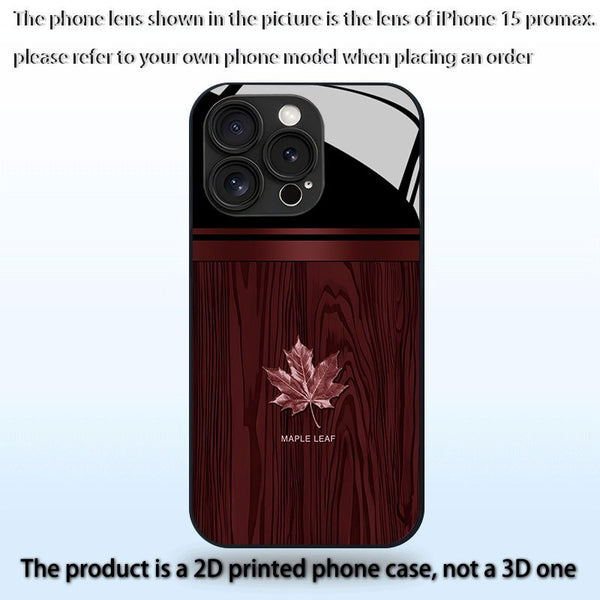 Phone Case: Premium Linear Brown Black Red Maple Leaf Pattern Glass Phone Case for iPhone 17 Air/16/15/14/13/12/11/Plus/Pro/Pro Max and Galaxy S, A Series/S22/S23/S24 FE/S25/S26 ULTRA PLUS.It Is the First Choice of Gift for Family, Loved Ones