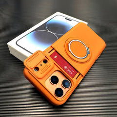 Phone Case - Luxury Armored Phone Case for Iphone 17 Pro Max Sliding Lens Cover Protection 360 Degree Rotating Bracket Card Holder Design Adsorption Car Mount Shockproof Anti Shock Protection Cover