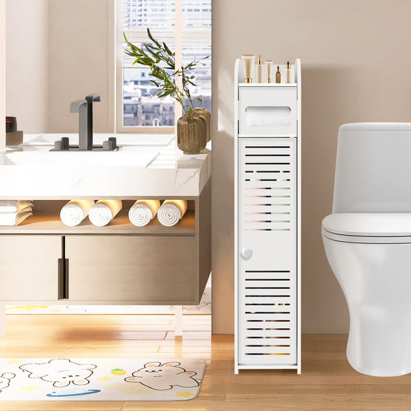 Bathroom Floor Storage Cabinet PVC Storage Unit Bathroom Cabinets Corner Organizer Cupboard for Bathroom Living Room Kitchen Toilet