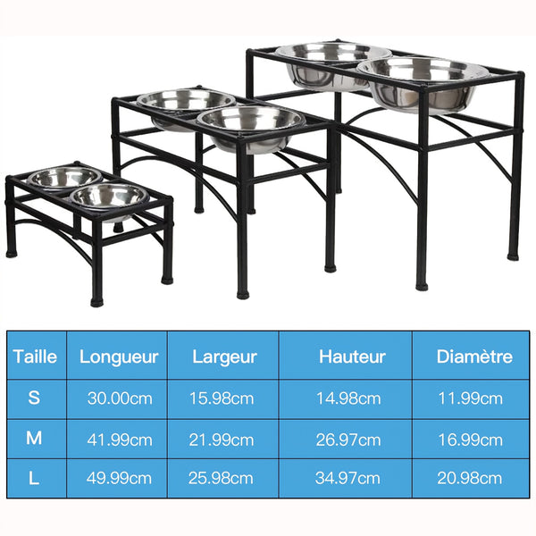 Elevated Double Dog Bowls Feeder with Stainless Steel Water and Food Dishes for Dogs, Pet Feeder, Food Bowl, Two