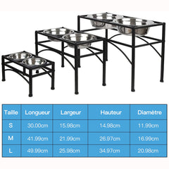 Elevated Double Dog Bowls Feeder with Stainless Steel Water and Food Dishes for Dogs, Pet Feeder, Food Bowl, Two