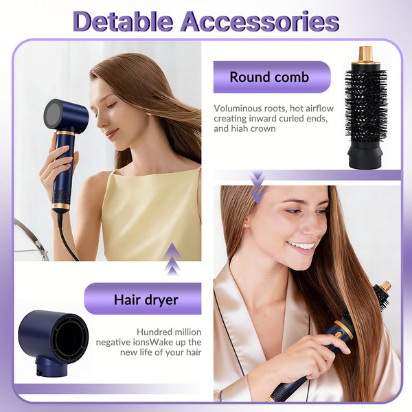 5-in-1 Hair Dryer Brush & Hot Air Brush for Fine Hair – Ionic Ceramic Curling & Straightening Styler with 3 Heat Settings, Auto Shut-Off, Salon-Quality Volumizing & Anti-Frizz – Perfect for Busy Mornings, Travel & Home Use. Great Gift for Women, Mum, Wife