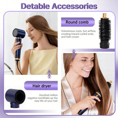 5-in-1 Hair Dryer Brush & Hot Air Brush for Fine Hair – Ionic Ceramic Curling & Straightening Styler with 3 Heat Settings, Auto Shut-Off, Salon-Quality Volumizing & Anti-Frizz – Perfect for Busy Mornings, Travel & Home Use. Great Gift for Women, Mum, Wife