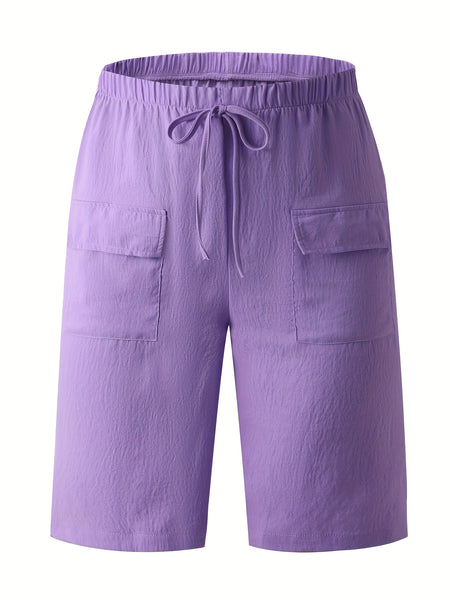 Circle 3pcs Set Standard Size Women's Shorts Casual Beach Pants with Pockets