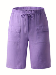 Circle 3pcs Set Standard Size Women's Shorts Casual Beach Pants with Pockets