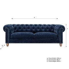 Allington 3 Seater Navy Fabric Chesterfield Sofa