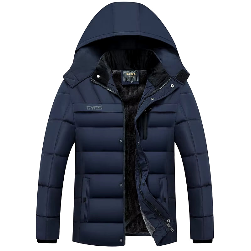 2025 New Fashion Fleece Hooded Winter Coat Men Thick Warm Mens Winter Jacket Windproof Gift for Father Husband Parka