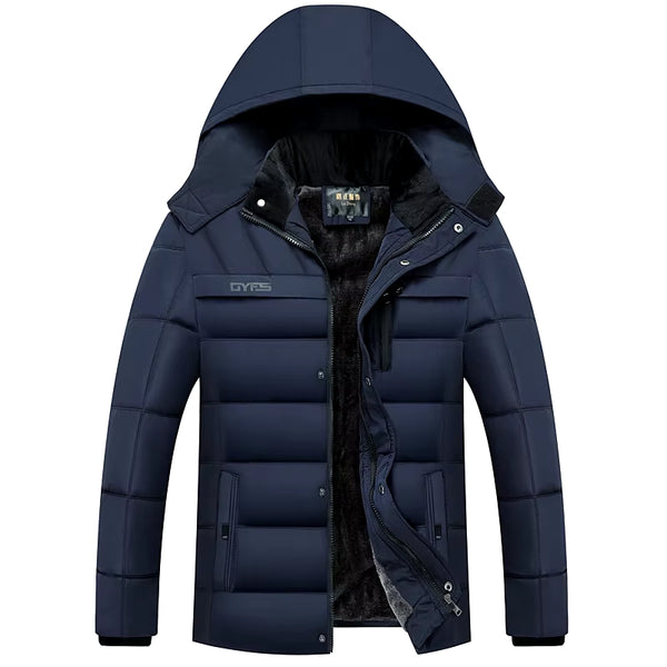 2025 New Fashion Fleece Hooded Winter Coat Men Thick Warm Mens Winter Jacket Windproof Gift for Father Husband Parka