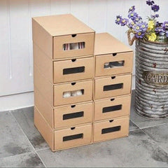 10pcs Cardboard Shoe Box Stackable Storage Box Visual Multi-Purpose Storage Box for Home Office Organization and Storage