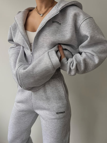 New Women'S Two-Piece Outfit Featuring a Casual Solid Color Hoodie And Sweatpants, Including a Zip-Up Hoodie And Matching Solid Color Joggers