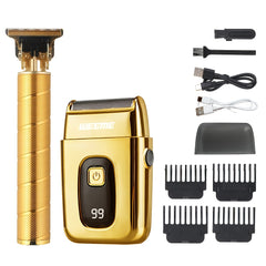 WEEME Golden 3pcs 2pcs 1pc Men's Hair Clipper Set, USB Rechargeable Hair Clippers, Trimmer And Shaver Kit, with Guide Combs & Cleaning Brushes, Grooming Gift Set for Men, Husband, Boyfriend, Dad Valentine's Day Gift