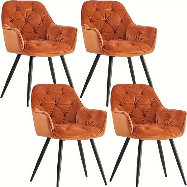 Contemporary Upholstered Velvet Dining Chairs Featuring Armrests, Suitable for Kitchens, Leisure Lounges, Living Rooms, Bedrooms, And Reception Areas