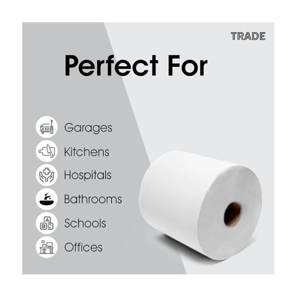 6 X Centrefeed White Rolls | 2 Ply Embossed Paper Towels | Strong & Absorbent | 6-Pack | Perfect for Commercial & Kitchen Use Cleaning Toilet