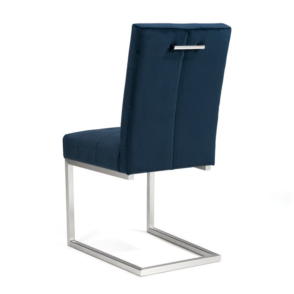 Tivoli Dark Oak Extending Dining Table + 6 Navy Cantilever Chairs, Seats 6-8