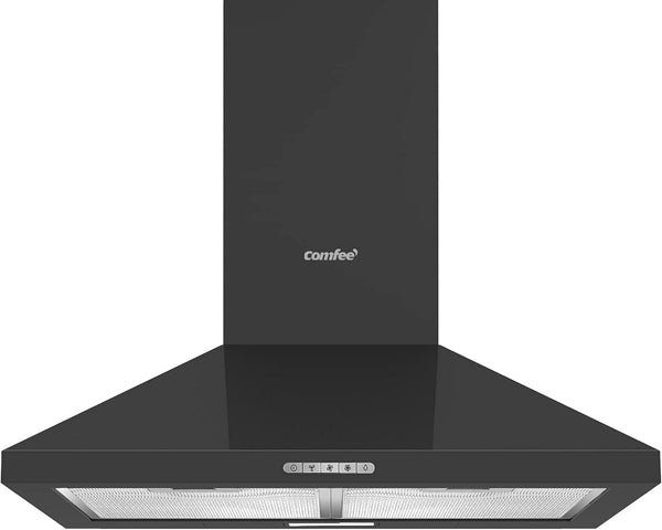 COMFEE' 60 Cm Chimney Cooker Hood Stainless Steel Extractor Hood with LED and Recirculating & Ducting System Wall Mounted Range Hood 600 Mm Extractor Fan - Silver KWH-PYRA17SS-60