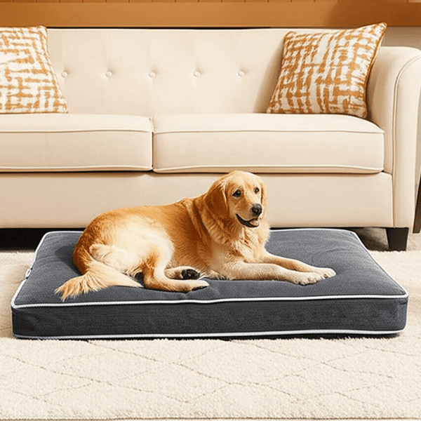 Waterproof Dog Bed, Plush Dog Mattress, Charcoal, Machine Washable, Medium & Large Sized, Cozy Dog Bed, Dog Sleeping Mattress