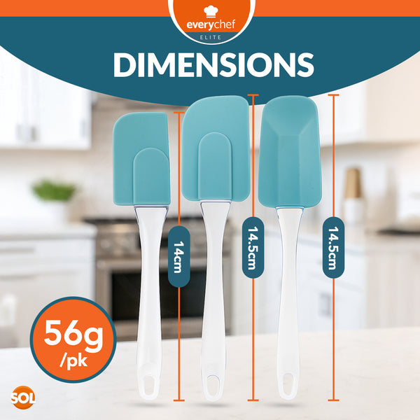 EveryChef Elite 3 Pack Rectangular Silicone Spatula Set | Heat Resistant Non Stick Kitchen Utensils | Flexible Baking & Cooking Spatulas | Durable, Dishwasher Safe Mixing Tools for Everyday Use