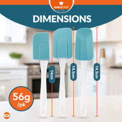 EveryChef Elite 3 Pack Rectangular Silicone Spatula Set | Heat Resistant Non Stick Kitchen Utensils | Flexible Baking & Cooking Spatulas | Durable, Dishwasher Safe Mixing Tools for Everyday Use