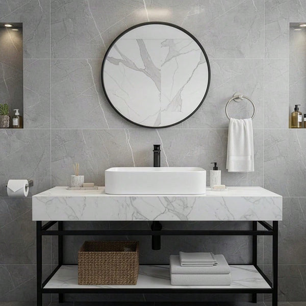 Self Adhesive Toilet Paper Holder & Towel Ring Set – No Drilling, Easy Stick-On Installation for Bathroom