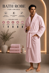 Unisex Terry Towelling Bathrobe with Shawl Collar, Soft Cotton Robe with Belt & Pockets, Comfortable Dressing Gown for Men & Women, S-XXL