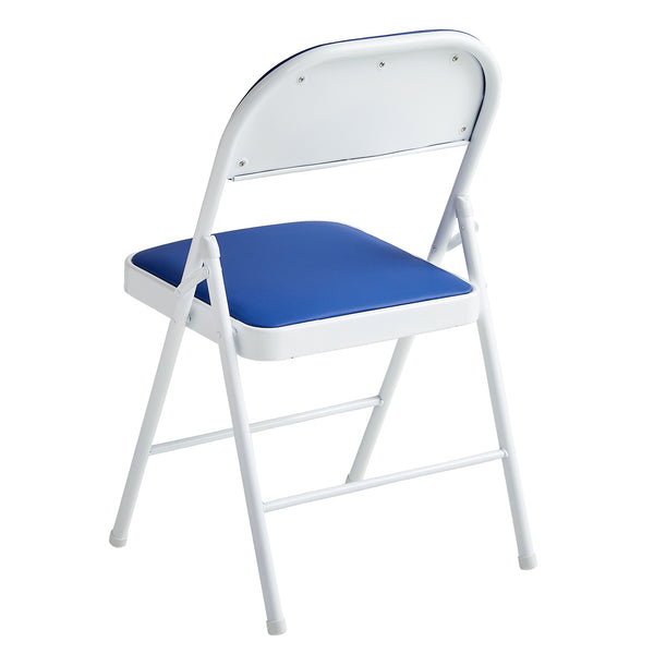 Set of 4 Folding Chairs, Faux Leather Foldable Chairs with Metal Frame and Padded Seat, Easy to Fold and Store for Home, Office, Dining and Reception