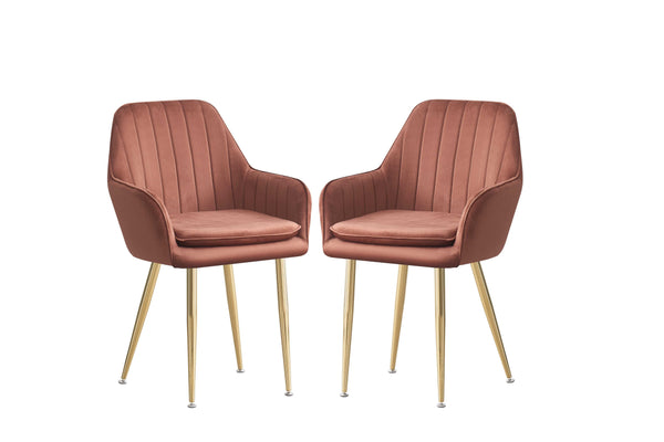 MOF Velvet Dining Chairs Kitchen Chairs Living Room Chairs with Sturdy Metal Legs Reception Chairs with Backrest and Padded Seat