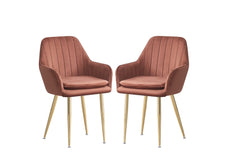 MOF Velvet Dining Chairs Kitchen Chairs Living Room Chairs with Sturdy Metal Legs Reception Chairs with Backrest and Padded Seat