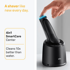 Braun Shaver Series 5 Electric Shaver Men, Wet & Dry Electric Razor for Men, up to 50 Min, 4In1 Smartcare Centre, +1 Attachment, Cordless,100 Percent Waterproof, 52-N7200CC, Black