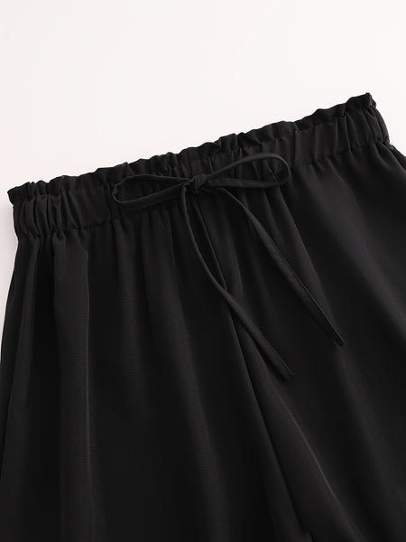 3pcs Set, Standard Size Women'S Long Pants, Wide-Leg Trousers, Solid Color, Casual, Vacation Style