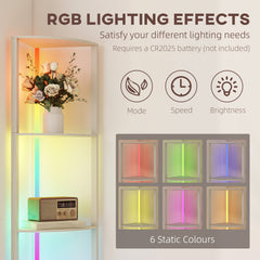 LED Floor Lamp with Shelves, 5-Tier Dimmable Standing Lamp with Adjustable Brightness and Foot Switch, Modern Corner Display Shelf Unit for Living Room Bedroom Office