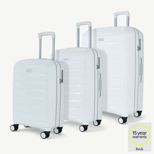 Rock Prime 3 Piece Hardside Luggage Set in White