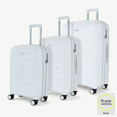 Rock Prime 3 Piece Hardside Luggage Set in White