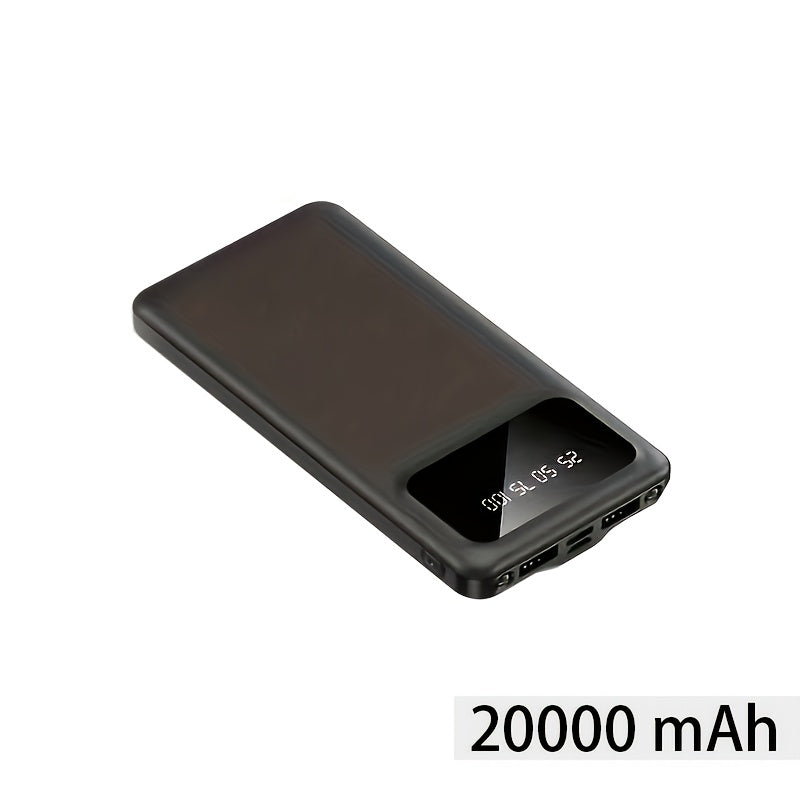 20000/10000mAh Large Capacity Portable Power Bank, Suitable For Charging Android Electronics/ Mobile Phone Devices, Equipped With LED Display/ Dual Output Ports, Portable Emergency Power Supply Device For Outdoor Travel- White/ Black