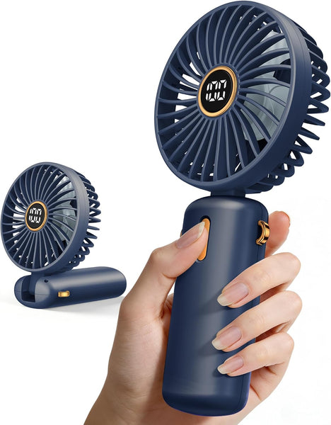 Handheld Fan Portable Hand Held - Rechargeable Mini Battery Powered Travel USB Charging Small Electric Folding Foldable Powerful Personal Pocket Cooling Desk Holiday Quiet Silent for Women Handbag