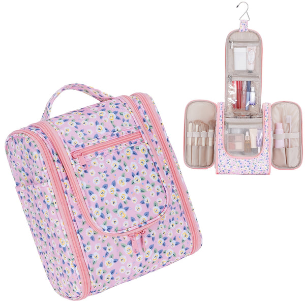 Hanging Toiletry Bag Women Large Travel Makeup Bag Organizer Bag with A PVC Compartment for Essentials Accessories Cosmetics Roomy Toiletries Bag Gift Best Toiletry Bag for International Travel Christmas Gifts