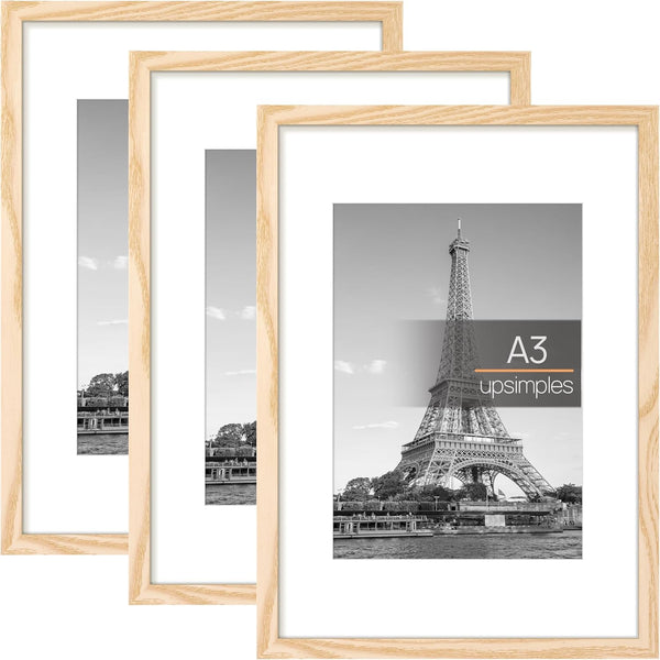 3 Pack A4 Picture Frame, A4 Black Picture Frames 21 X 29,7 Cm, Frame Wall Hanging Landscape or Portrait Orientation