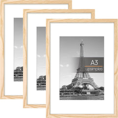 3 Pack A4 Picture Frame, A4 Black Picture Frames 21 X 29,7 Cm, Frame Wall Hanging Landscape or Portrait Orientation